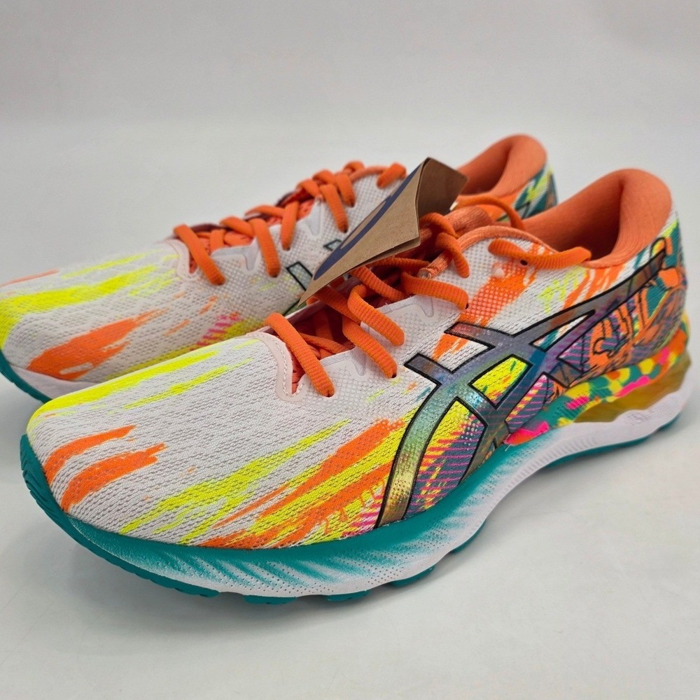 ASICS GEL NIMBUS 23 SNEAKERS WOMENS SIZE 12 RUNNING SHOE ORANGE COLORFUL NEW